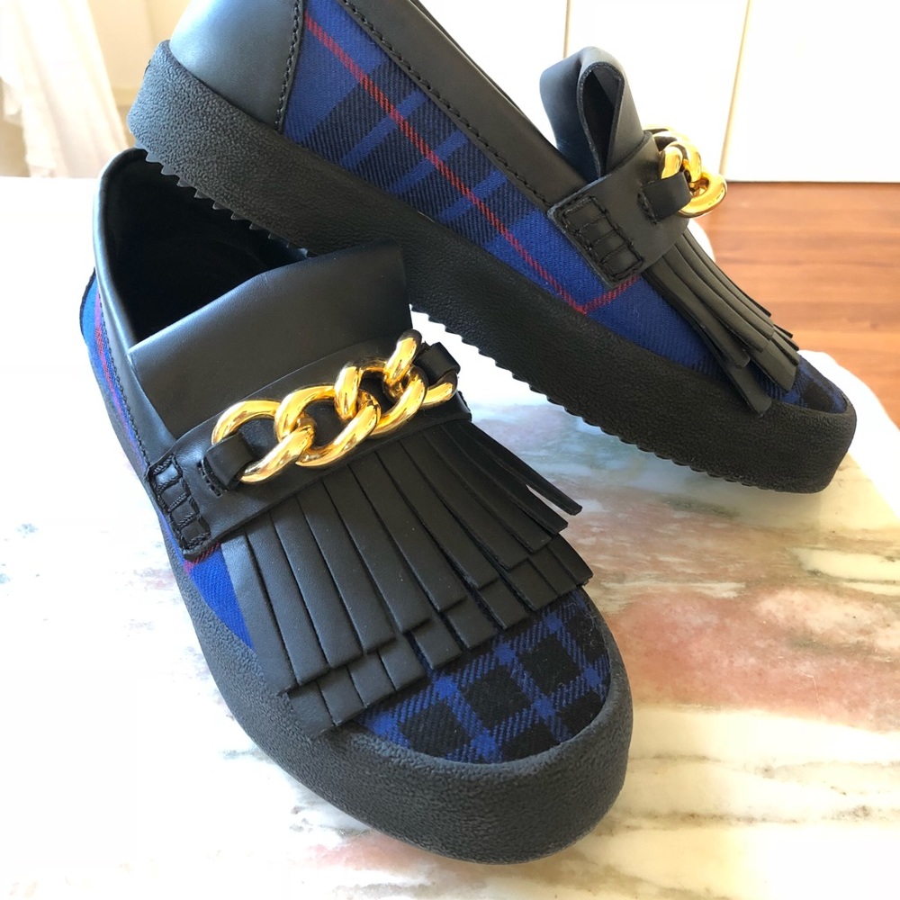 Giuseppe Zanotti plaid fringe sneakers shoes